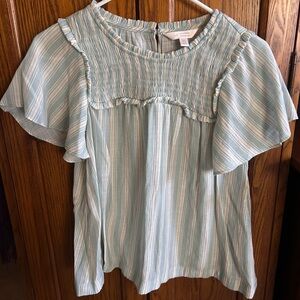 Blue and White Striped Blouse